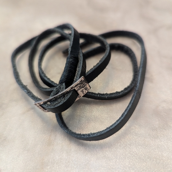 Leather wrap bracelet with silver buckle Be Brave - Picture 2 of 4